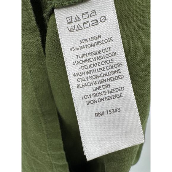 Haute Hippie Boho Linen Blend Cropped Wide Leg Overalls Jumpsuit Green Medium - Picture 7 of 8